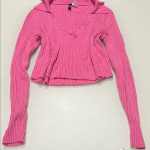 H&M Pink Ribbed Crop Top